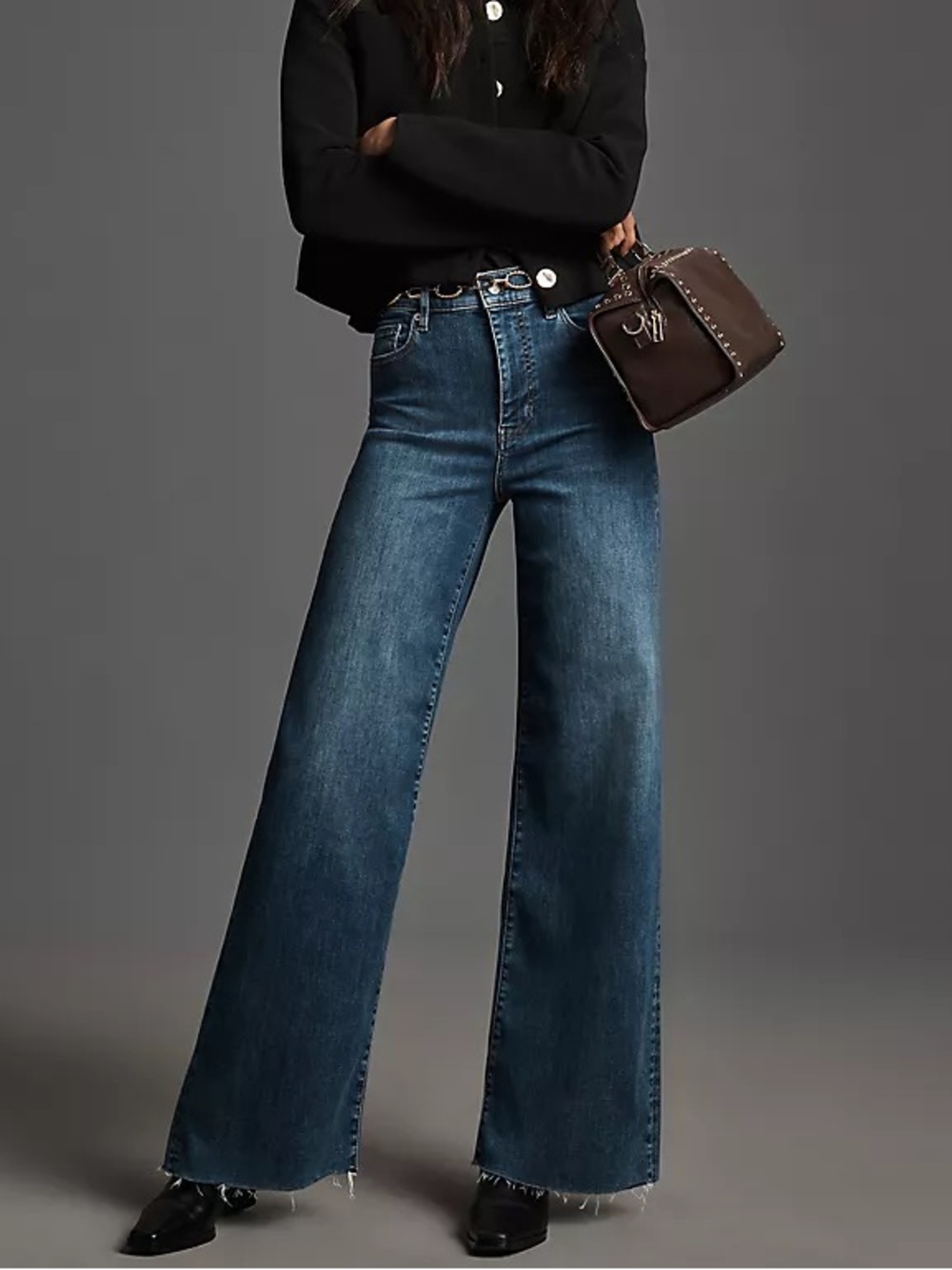 FRAME Le Slim Palazzo High-Rise Wide-Leg Jeans - Mermaid Wash, size 28